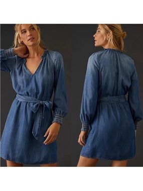 Cloth & Stone Ruffle-Neck Mini Dress